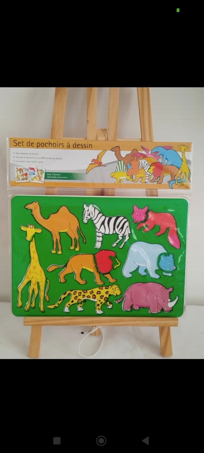 Set de 2 pochoirs thème dinosaures et animaux - photo numéro 2