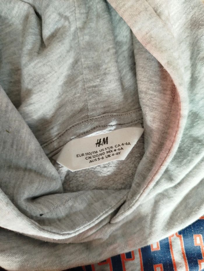 Pull a capuche gris 5-6 ans - photo numéro 3