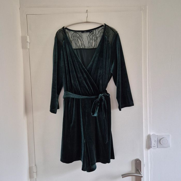 Combi short neuve vert en velours et dentelle - Kiabi - Taille XXL : 44