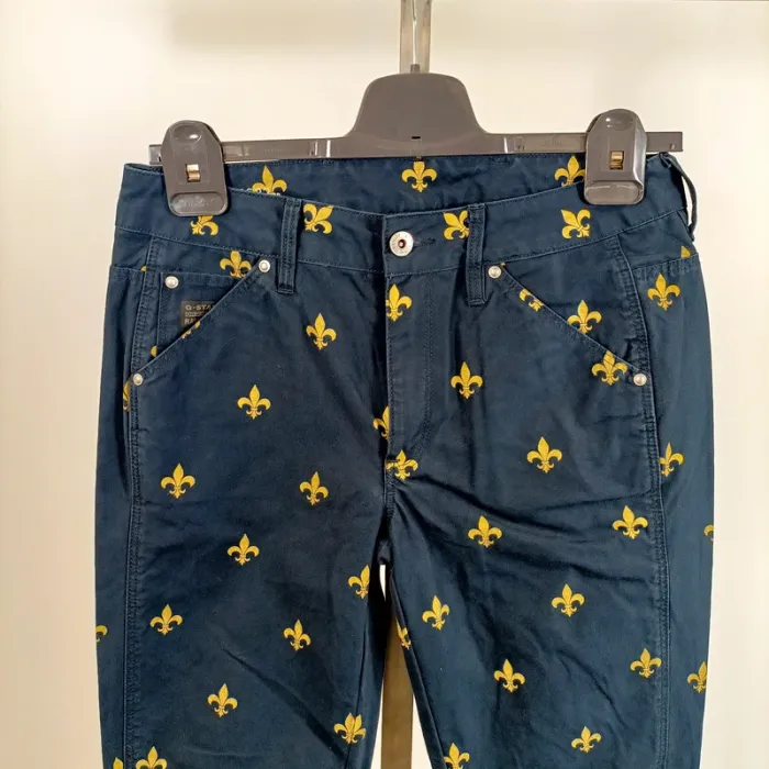 Pantalon Jean Fleur de lys dorées - coupe MID Boyfriend Gstar - taille 24L32 - 100% coton A386 - photo numéro 2