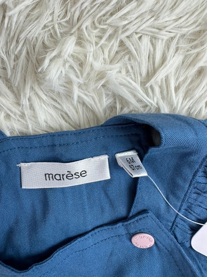 Robe bleue avec ceinture fleurie taille 6 mois Marese - photo numéro 2