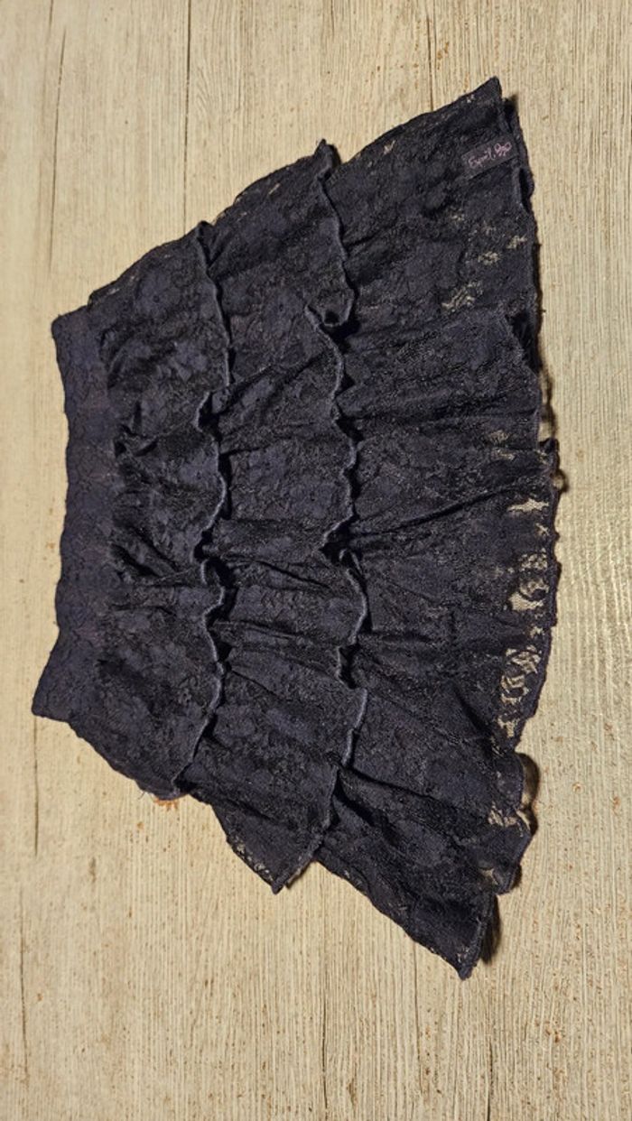 Jupe bleu foncé tirant sur le mauve en dentelle doublée, Esprit, taille 8/9 ans - photo numéro 3