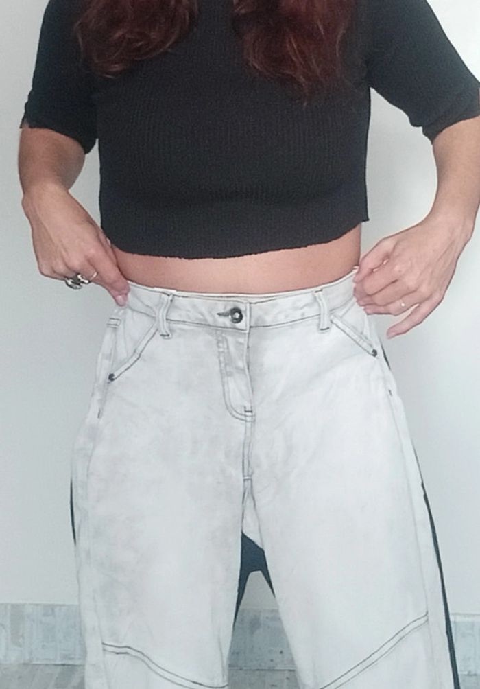 Pantalon skinny / slim blanc délavé taille 36 - photo numéro 2