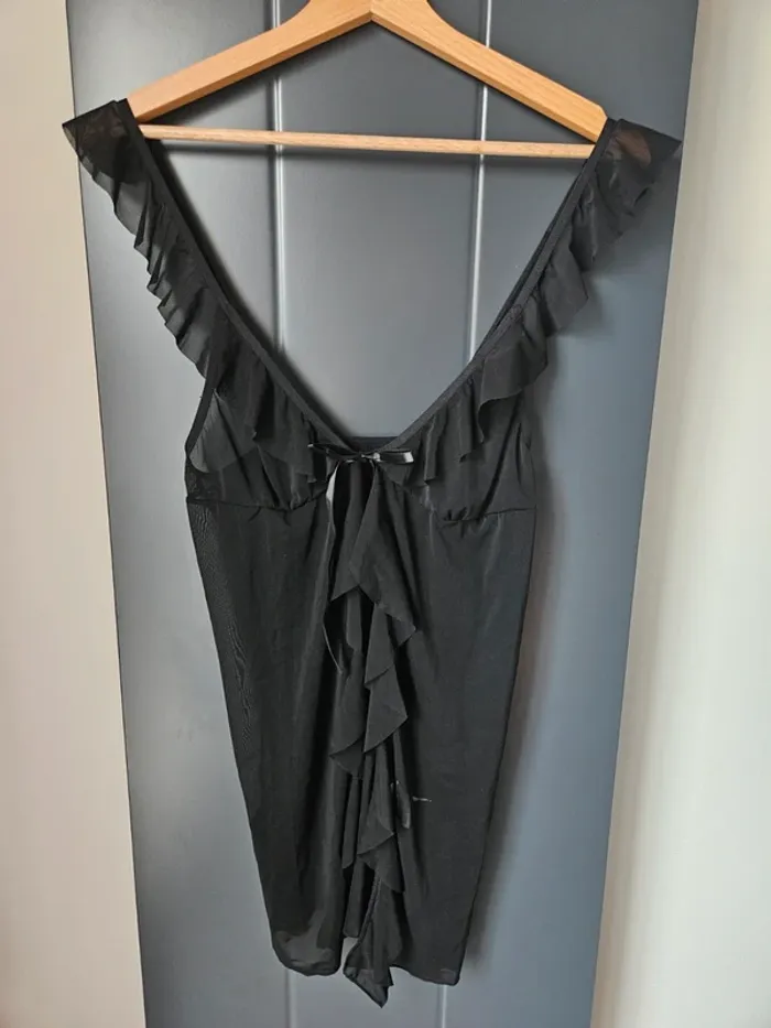 Nuisette Babydoll ouverte Noir transparente Taille L/Xl