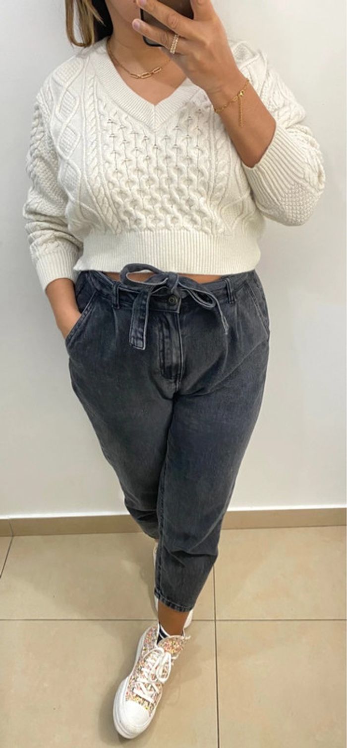 Superbe Pull Court Crème Taille M - photo numéro 5