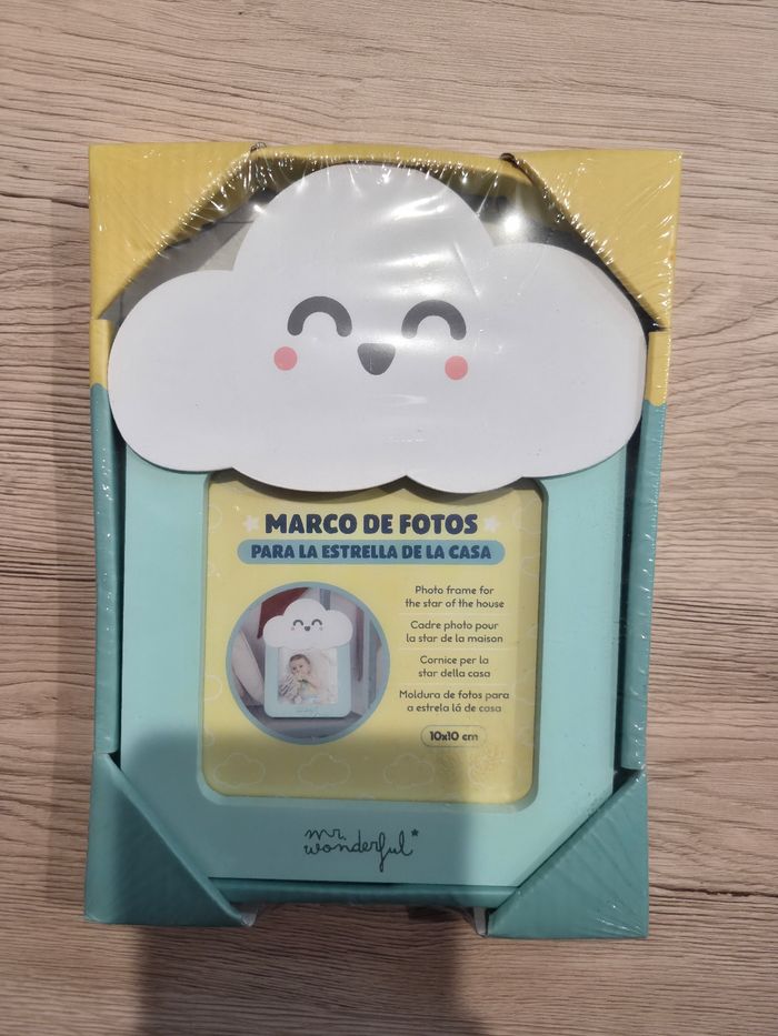 Cadre photo enfant vert d'eau et nuage