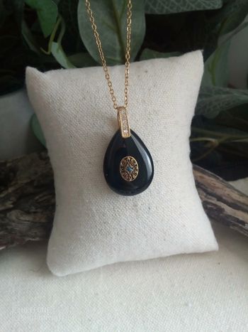 Collier protection obsidienne pierre naturelle