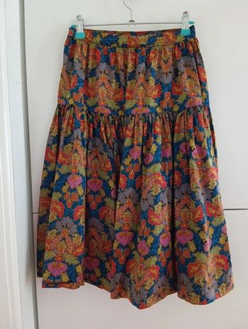 Jupe vintage multicolore en coton
