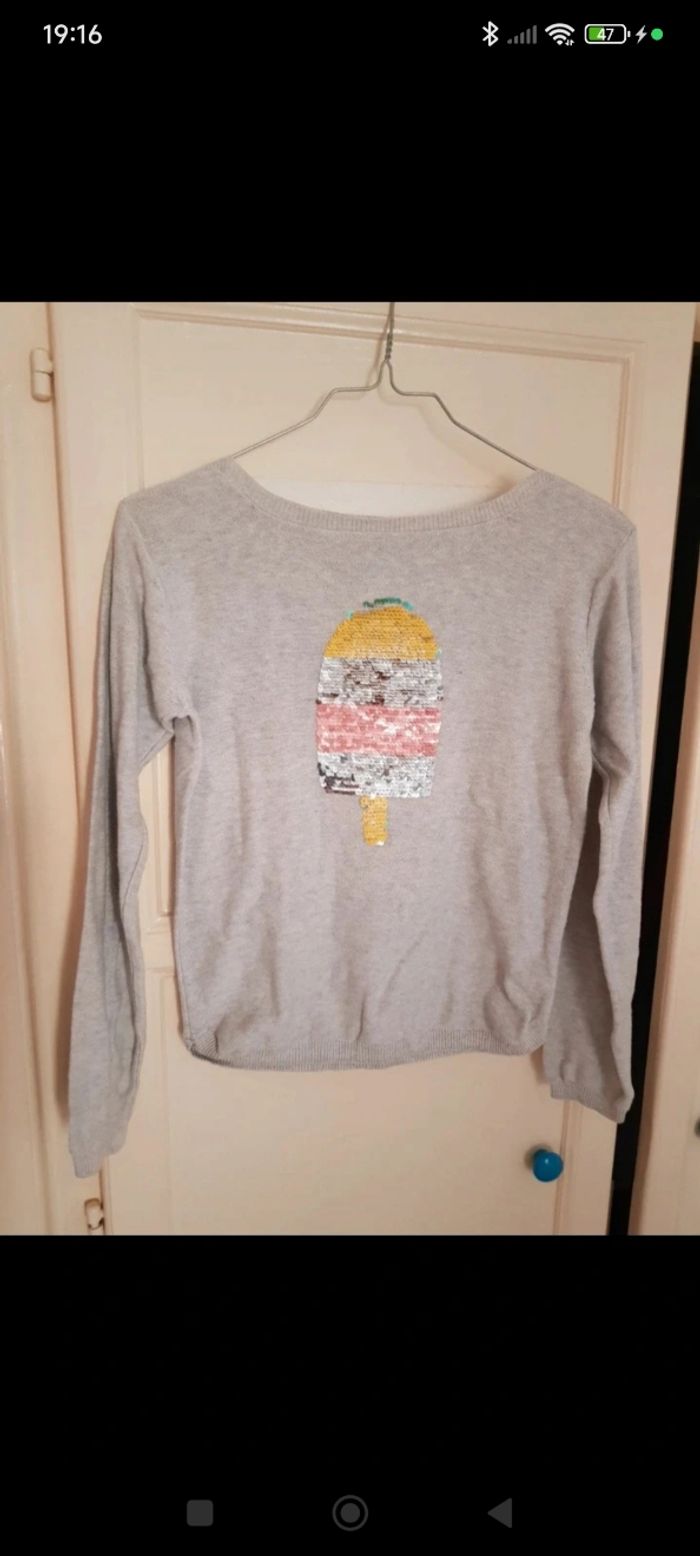 Pull fin gris - Kiabi - 10 ans