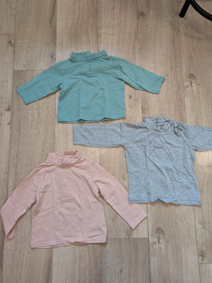 Lot 7 tee-shirt manches longues col roulé 12 Mois - photo numéro 4