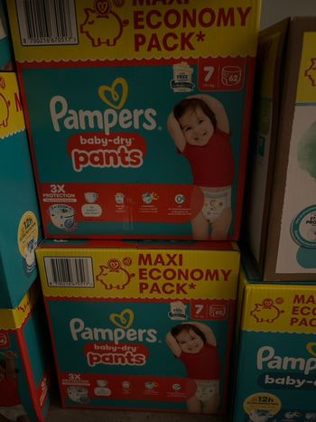 Lot 2 cartons Pampers taille 7 baby dry pants