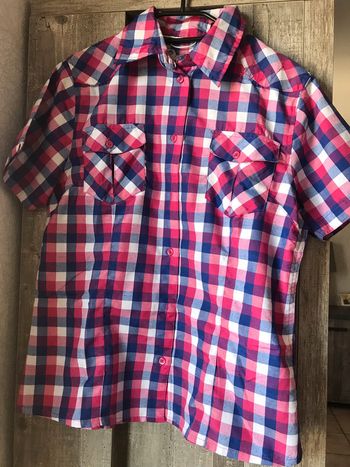 Chemise randonnée manches courtes à carreaux bleu et rose femme Mc Kinley 38