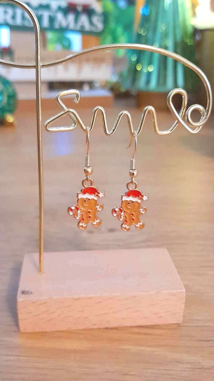 Bijoux Noël | Boucles d’Oreilles Bonhomme Pain d’Épices – Neuf