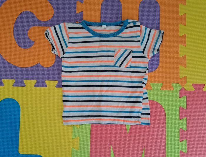 T-shirt manches courtes rayures multicolores, zeeman, taille 12 mois (74 cm)