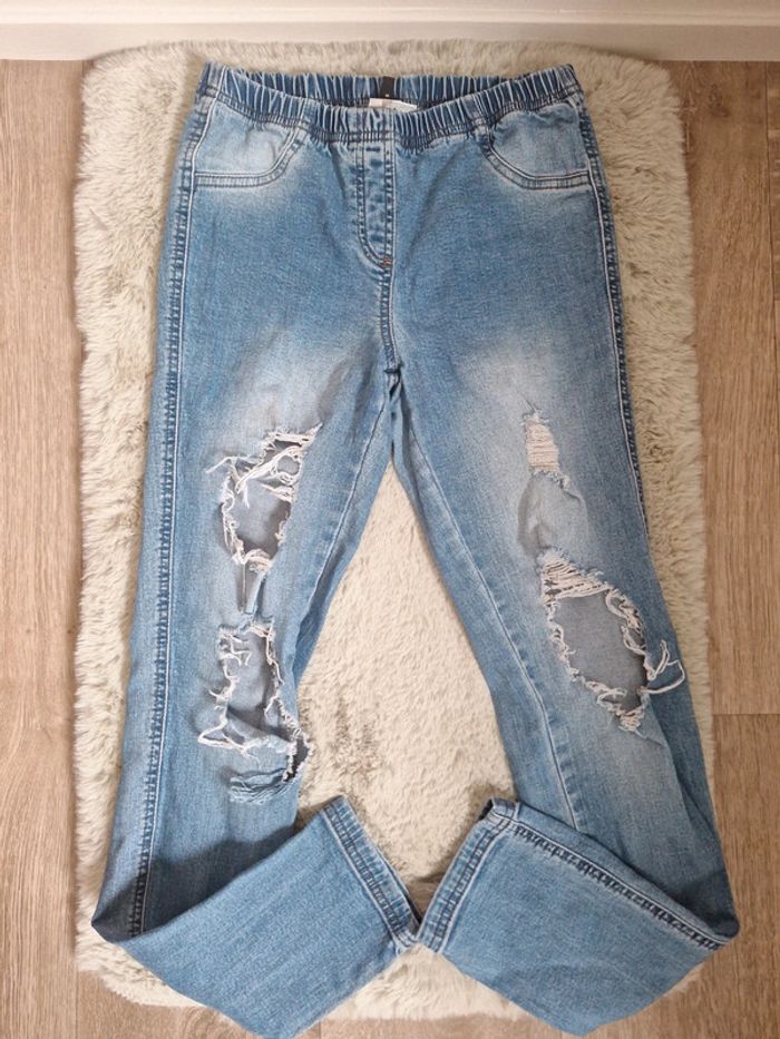 Jeans taille élastique S troué #F36S-214 - photo numéro 1