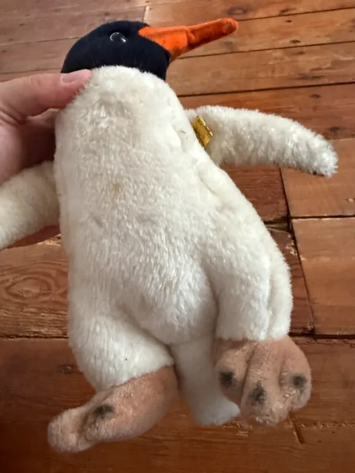 Peluche très ancienne rigide 27cm debout Steiff Manchot Pingouin Antarctique Papou - photo numéro 5