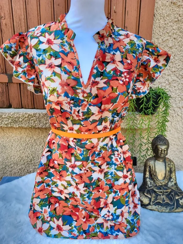 Blouse fleuri multicolore shein taille 46