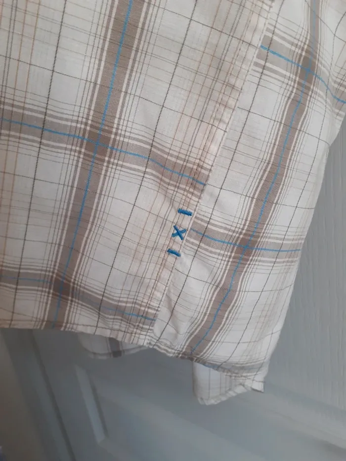 Chemise homme à carreaux beige gris bleu taille XL - photo numéro 6