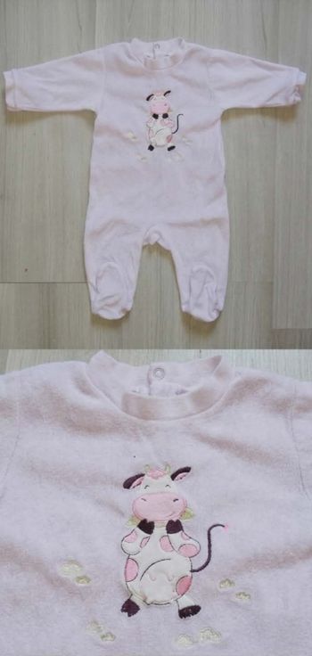 Pyjama velours lila mignonne vachette - 6 mois (68 cm)