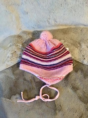 Bonnet intérieur polaire rose violet lilas taille 49 soit 1-2 ans (1223)