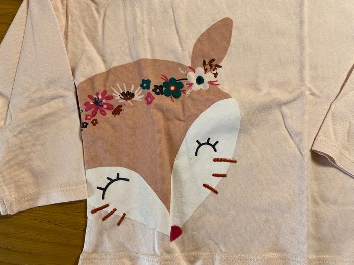 Vertbaudet T-shirt renard rose pâle Taille 6 mois - photo numéro 3