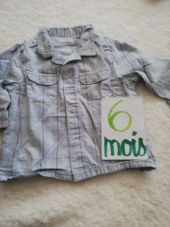 Chemise à carreaux bleu garçon 6 mois obaibi