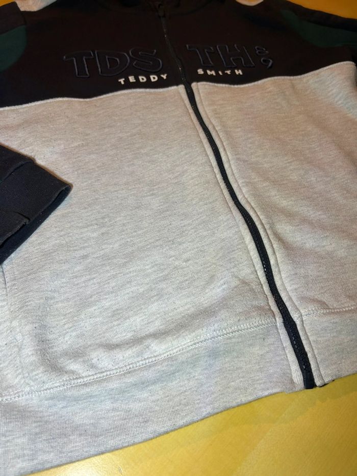 Sweat à capuche zip Teddy Smith noir gris vert - photo numéro 4