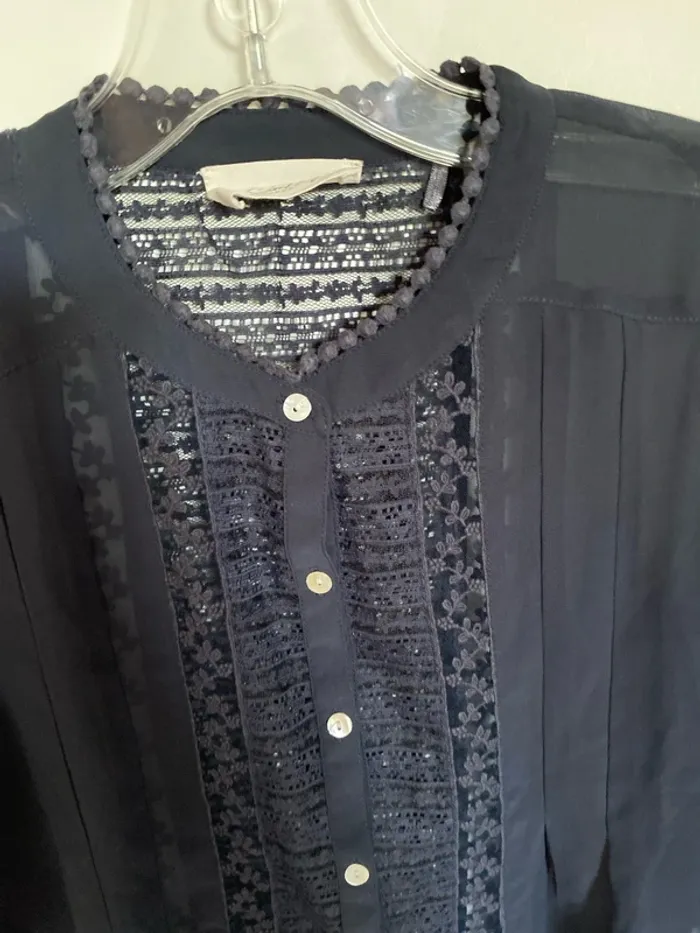 Chemise voile et dentelle bleu nuit school rag - photo numéro 2