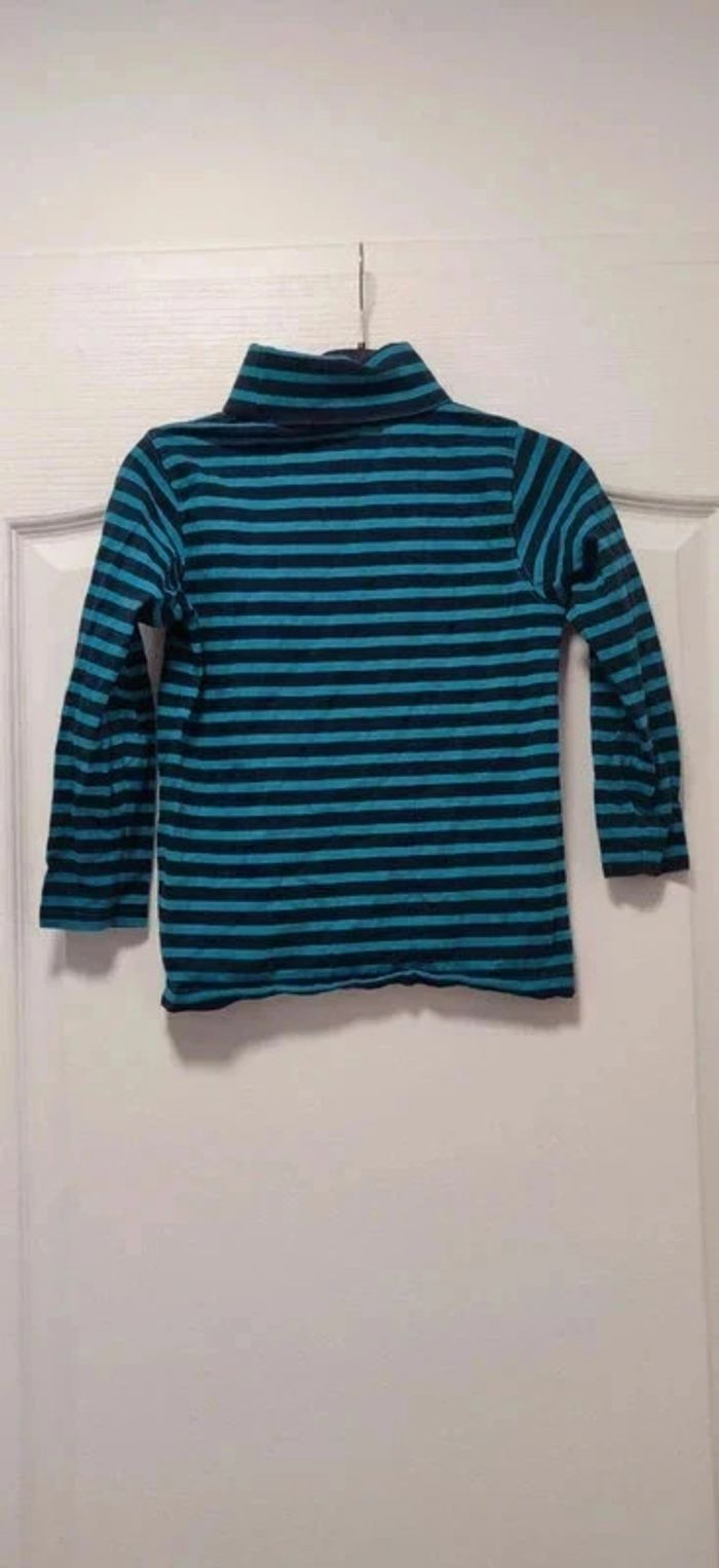 Col roulé sous-pull Tape à l'oeil rayé marine et turquoise 6 ans - photo numéro 2