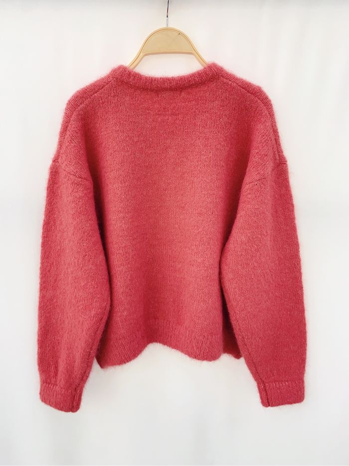 Gilet cardigan laine rose framboise - photo numéro 3