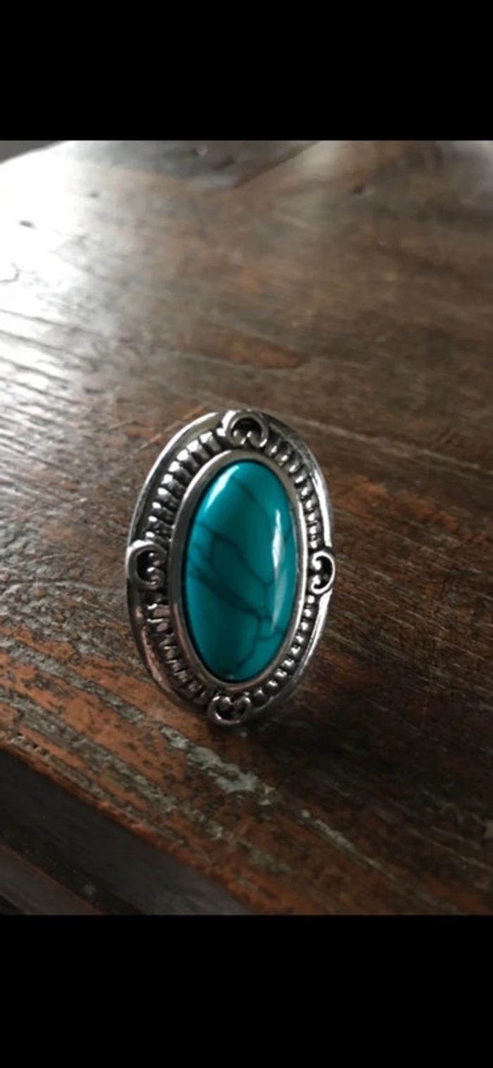 Magnifique bague réglage avec turquoise - photo numéro 6
