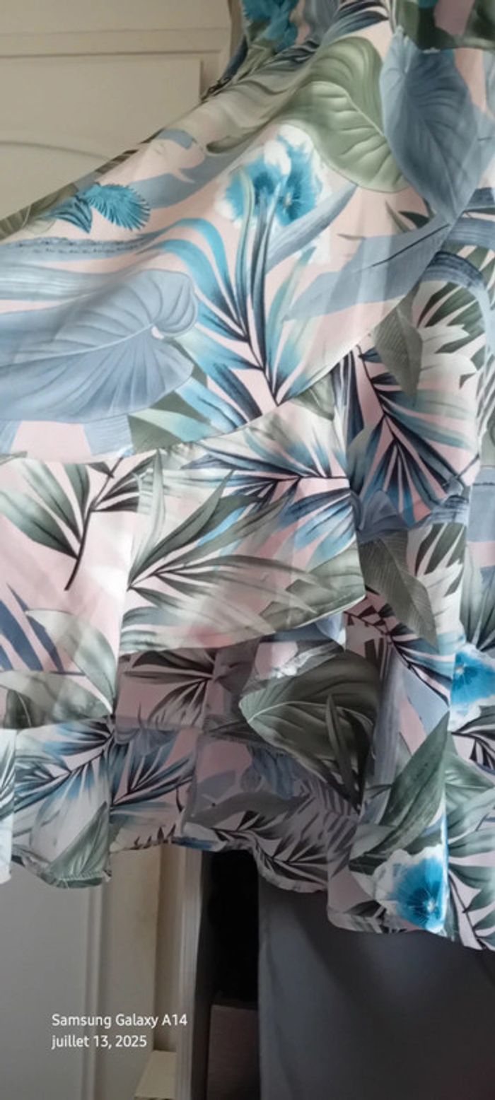 Robe estivale bas volanté ouvert imprimé fleurs zhu su feng femme M - photo numéro 9
