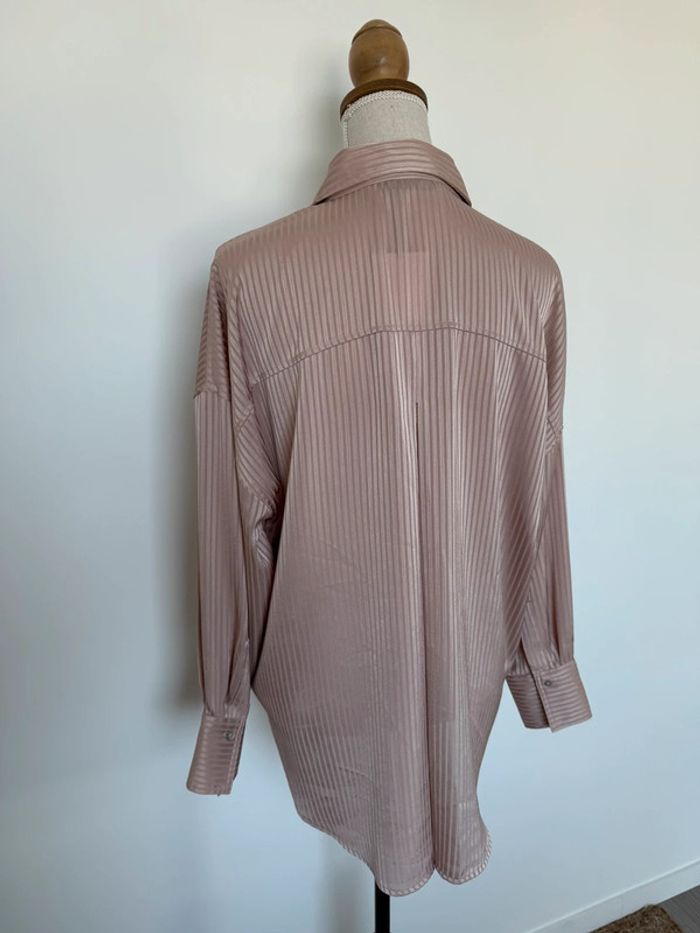 Chemise Zara M camisa satin blouse fluide Camicia Overhemd folder Blusa Camicetta Raso rose - photo numéro 4