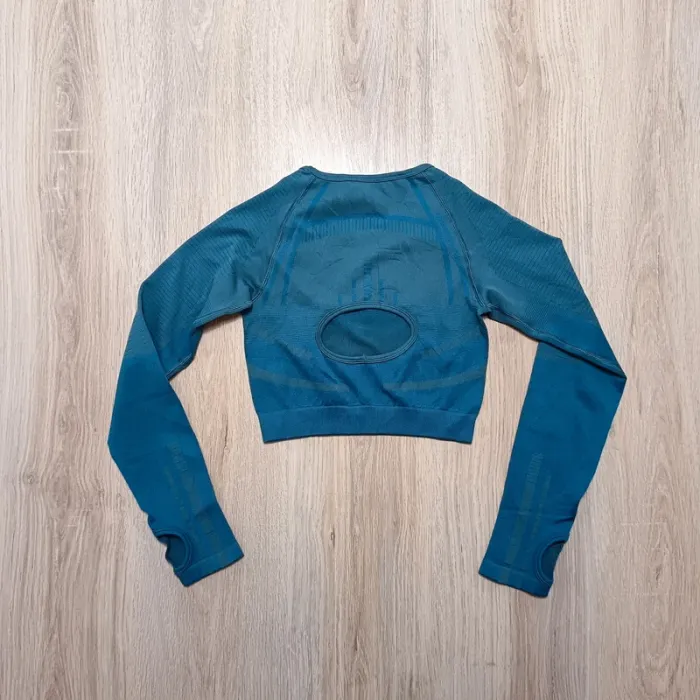 Hauts gymshark femme bleu xs teeshirt manches longues - photo numéro 4