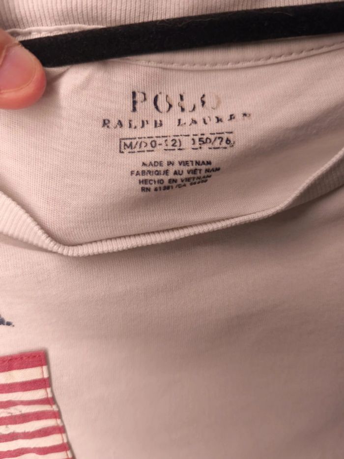 T-shirt Ralph Lauren Enfant Taille M Blanc - photo numéro 4