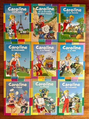 Lot de 9 albums multicolores couleurs Caroline livres Pierre Probst bd vintage collection