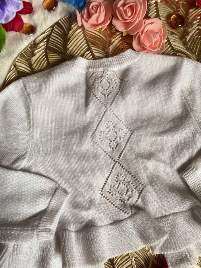 🩷🤍Lot 2 gilets bébé fille 12 mois – Orchestra blanc pailleté & Grain de Blé fuchsia TBE🩷🤍 - photo numéro 8