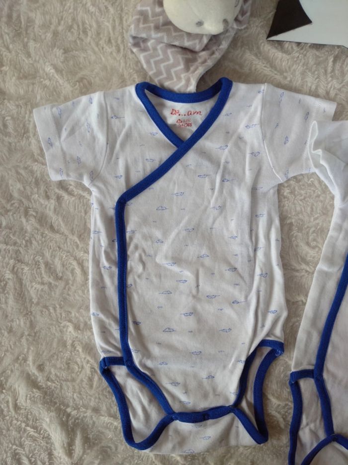 Lot de 2 bodies croisés manches courtes Mixte 6 mois souris Dpam 100% coton - photo numéro 3