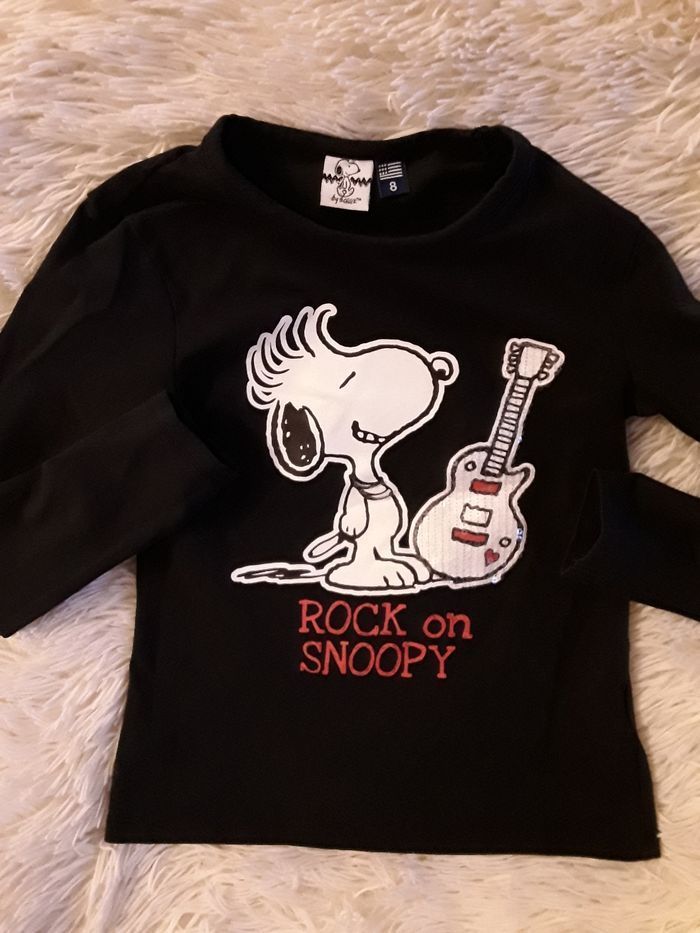 T-shirt manche longues fille 8 ans ROCK SNOOPY - photo numéro 3