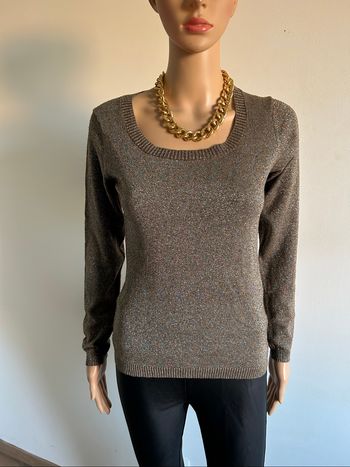 Pull léger pailleté à manches longues Jacqueline Riu taille 2 TBE