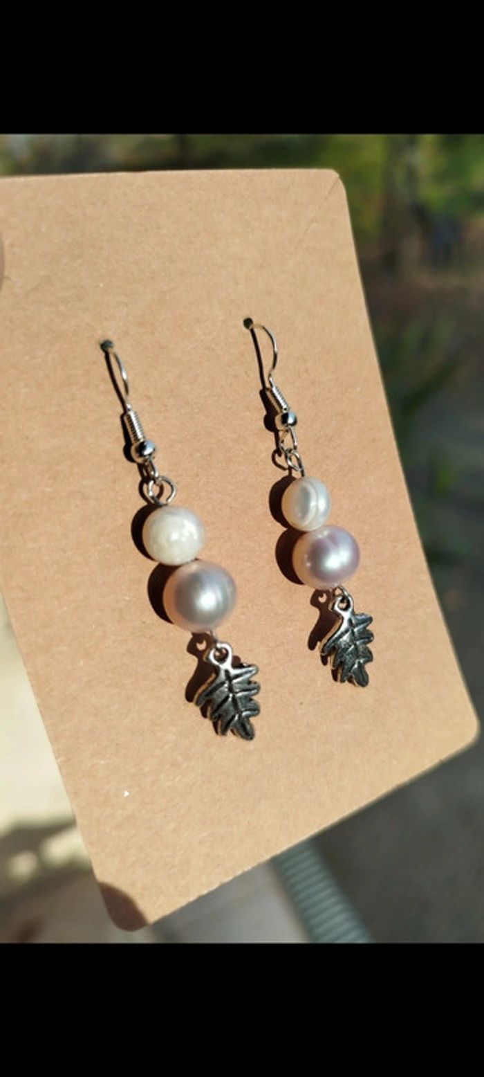 Boucles d'oreilles en Véritable Perles naturelles nacrées - photo numéro 3