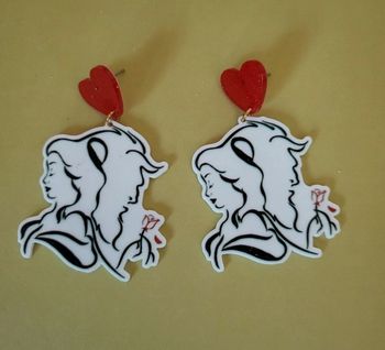 Boucles d'oreilles la belle et la bête - beauty and the beast disney
