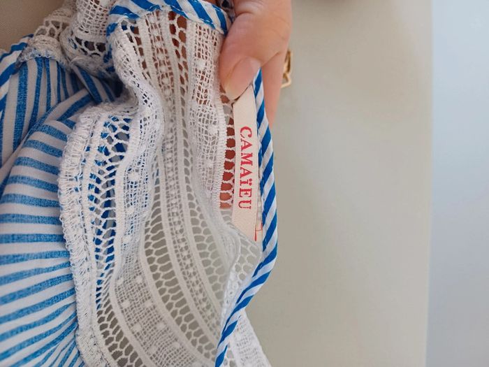 Blouse bleue rayée Camaieu taille L 40 - photo numéro 7