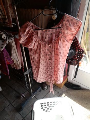 Chemisier rose et marron