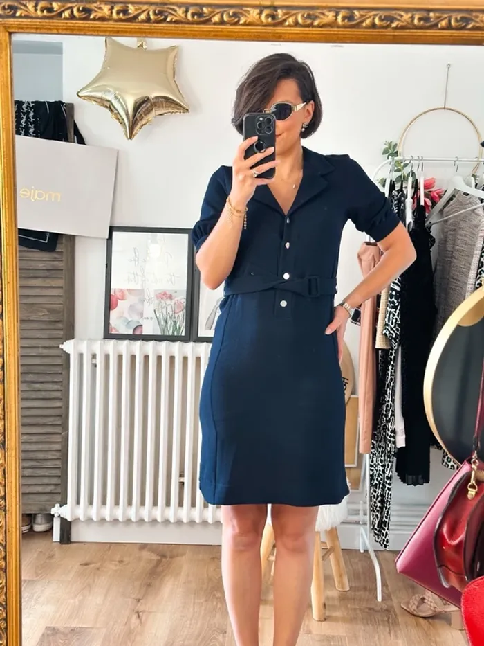 Robe Claudie Pierlot bleu marine taille 36 - photo numéro 3