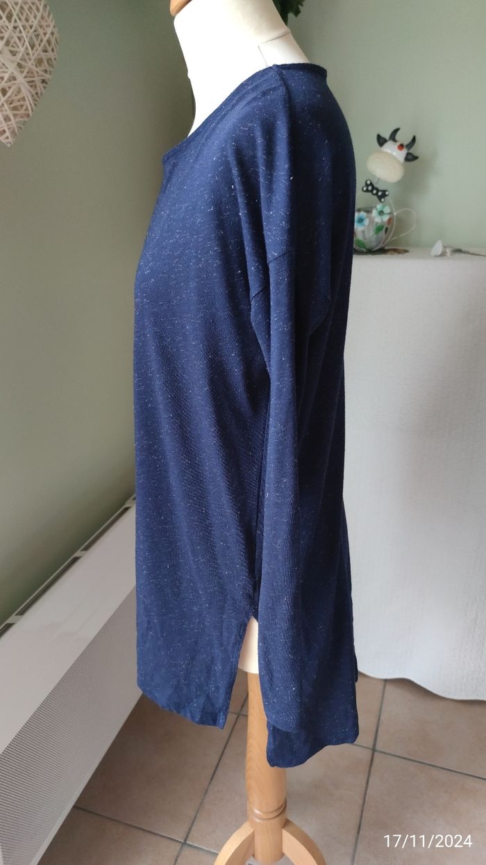 Haut long bleu marine & argenté - photo numéro 5