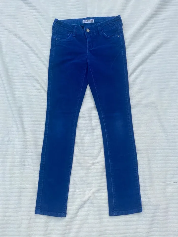 Pantalon bleu velour 10 ans Okaïdi