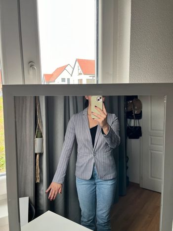 Blazer ajusté gris rayé taille 34