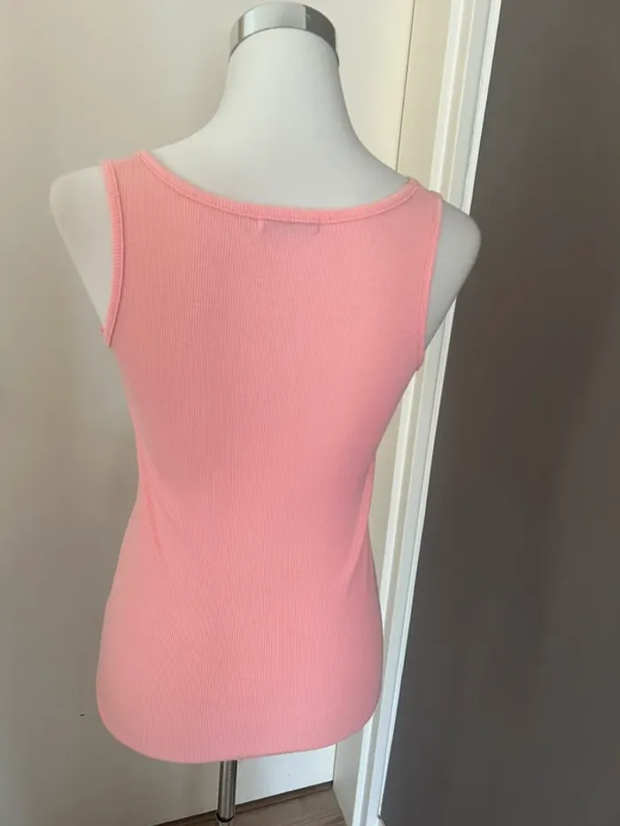 My pink tee T-shirt débardeur rose incrusté perle - photo numéro 6