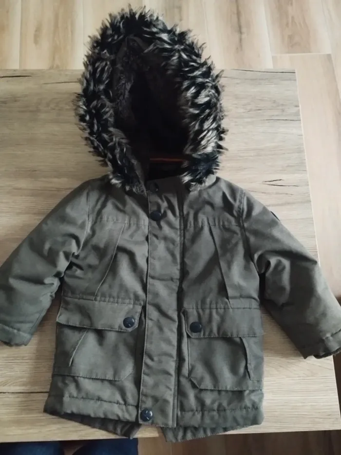 Manteau vert Kika avec capuche garçon 80cm